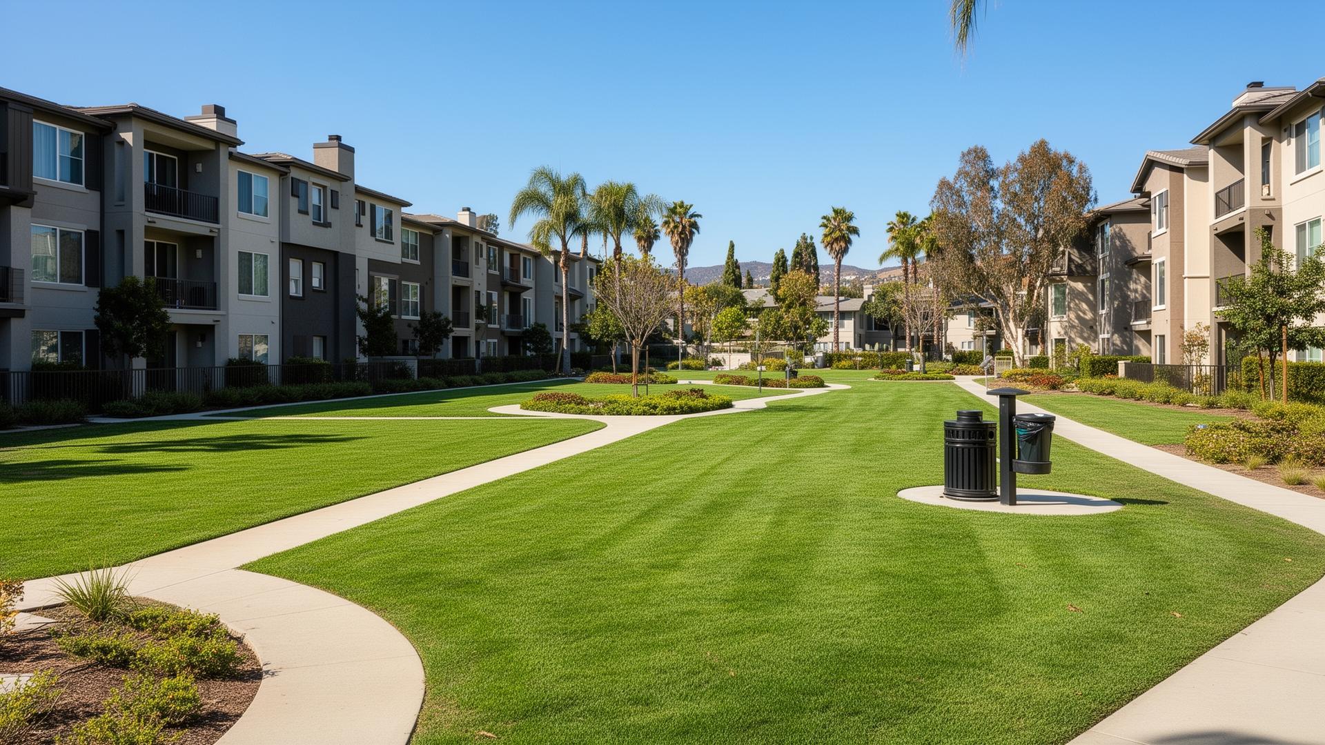 Commercial property with clean green spaces in Santa Clarita Valley